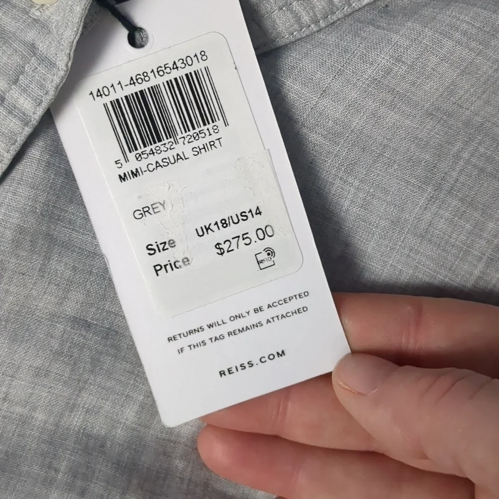 REISS grey Mimi casual button down long sleeve shirt size 14 - Picture 5 of 10